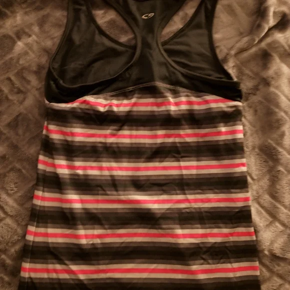 Champion Black and Pink Striped Tank Top C9 - Picture 2 of 3